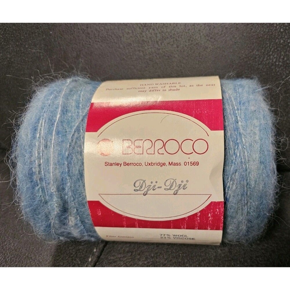 Berroco Dji Dji Wool Viscose Fuzzy Yarn Blue Large Spool